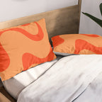 Retro Liquid Swirl Abstract 2 in Bold Orange Pillow Sham Gallery Image 2