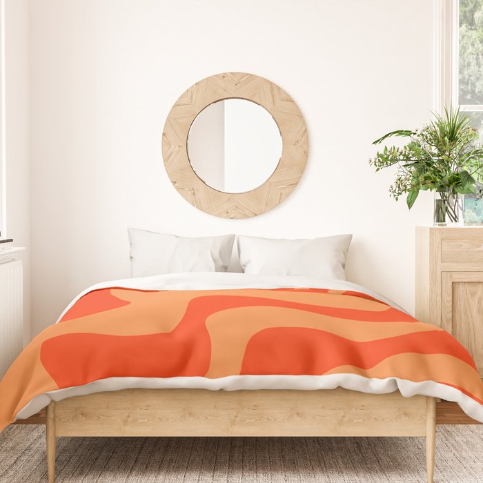 Retro Liquid Swirl Abstract 2 in Bold Orange Duvet Cover Gallery Image 3