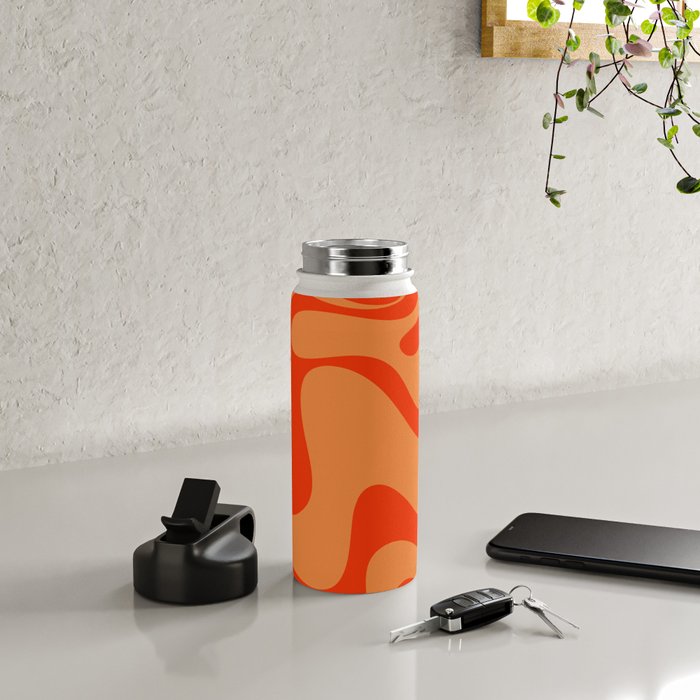 Retro Liquid Swirl Abstract 2 in Bold Orange Water Bottle Gallery Image 4