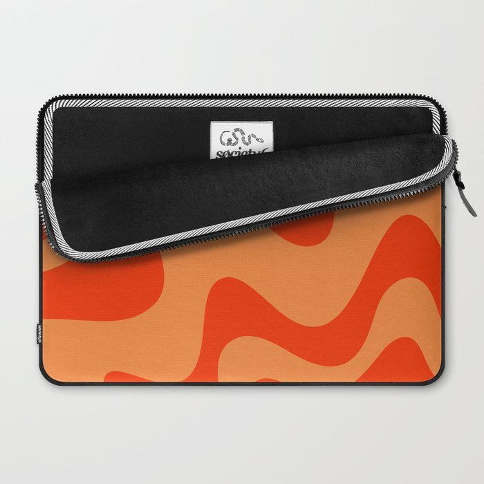 Retro Liquid Swirl Abstract 2 in Bold Orange Laptop Sleeve Gallery Image 2