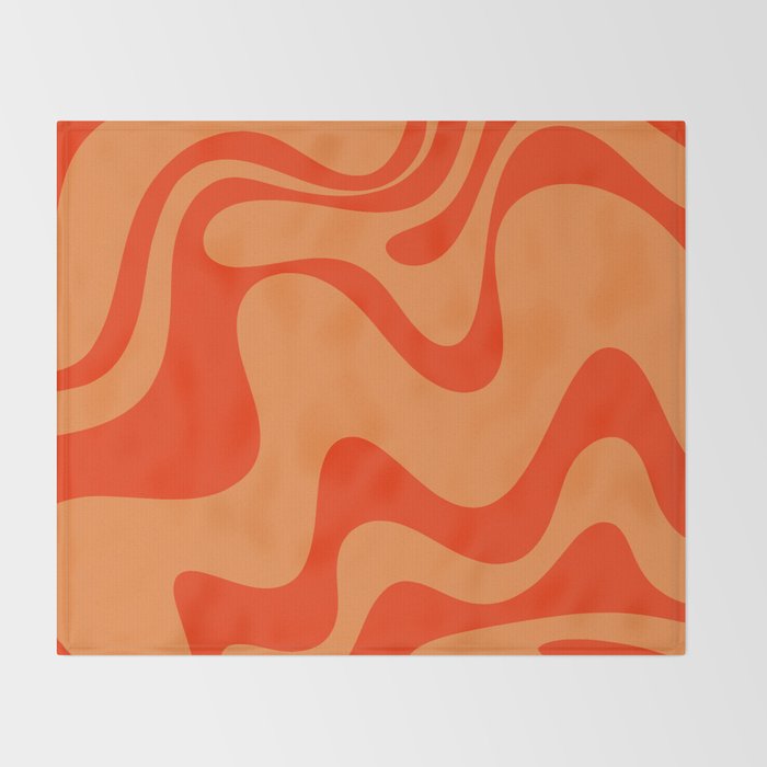 Retro Liquid Swirl Abstract 2 in Bold Orange Throw Blanket Gallery Image 2
