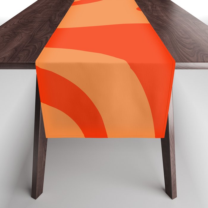 Retro Liquid Swirl Abstract 2 in Bold Orange Table Runner Gallery Image 1