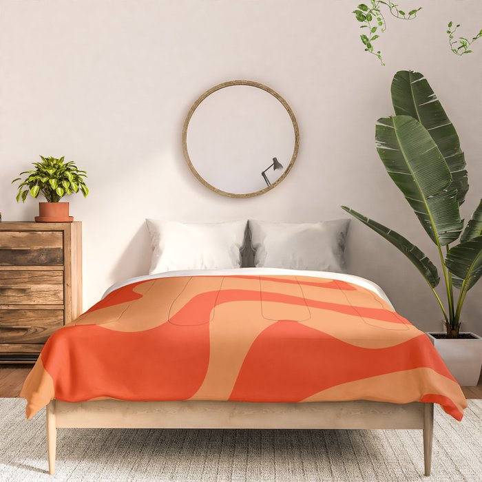 Retro Liquid Swirl Abstract 2 in Bold Orange Comforter Gallery Image 3