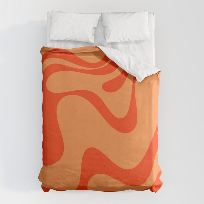 Retro Liquid Swirl Abstract 2 in Bold Orange Duvet Cover Gallery Image 6