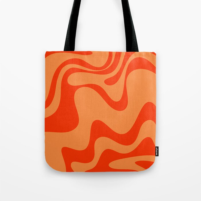 Retro Liquid Swirl Abstract 2 in Bold Orange Tote Bag Gallery Image 1