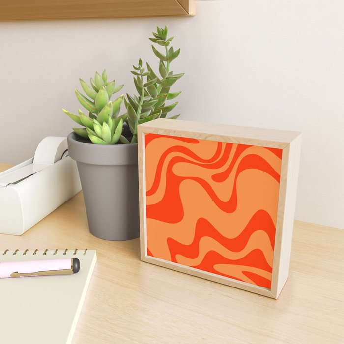 Retro Liquid Swirl Abstract 2 in Bold Orange Mini Art Print Gallery Image 2