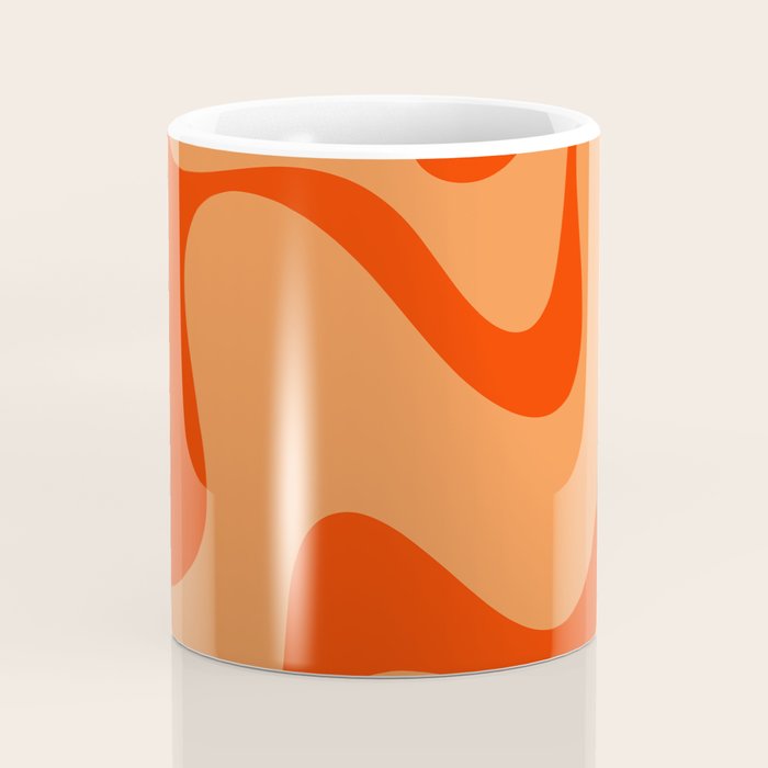 Retro Liquid Swirl Abstract 2 in Bold Orange Coffee Mug Gallery Image 4