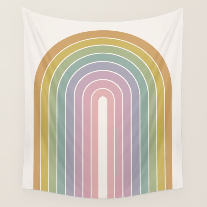 Gradient Arch XXI Tropical Mid Century Modern Rainbow Wall Tapestry Gallery Image 1