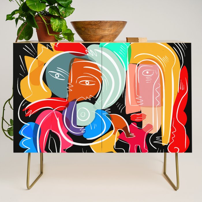 Love your family expressionist cubist street art Credenza Gallery Image 1