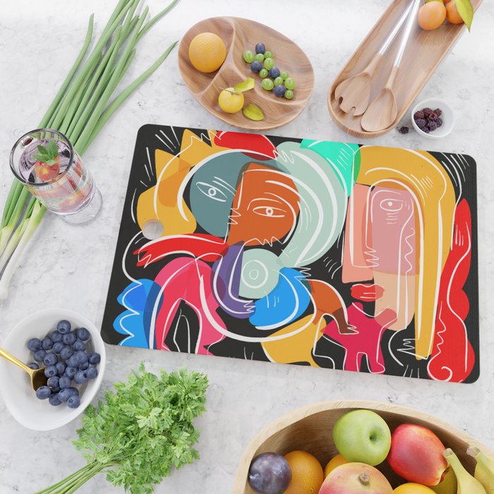 Love your family expressionist cubist street art Cutting Board Gallery Image 2