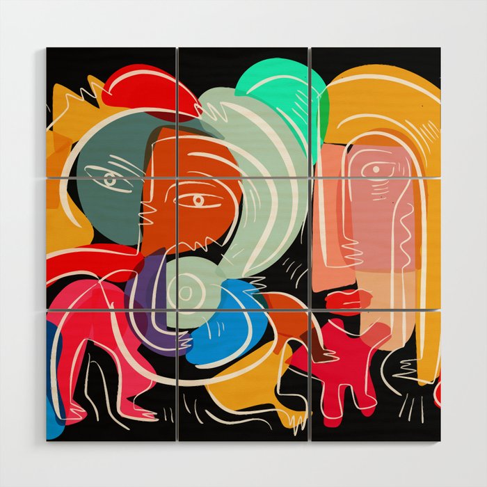 Love your family expressionist cubist street art Wood Wall Art Gallery Image 1