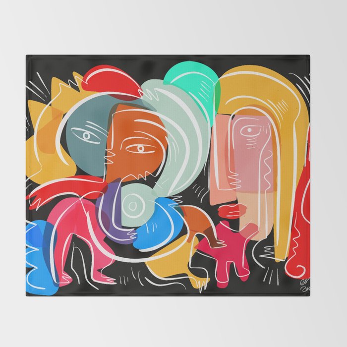 Love your family expressionist cubist street art Throw Blanket Gallery Image 2