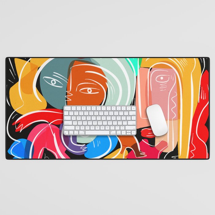 Love your family expressionist cubist street art Desk Mat Gallery Image 1