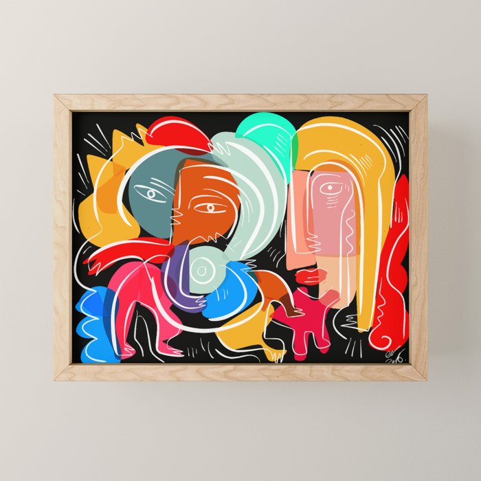 Love your family expressionist cubist street art Mini Art Print Gallery Image 1