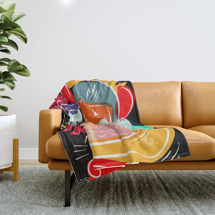Love your family expressionist cubist street art Throw Blanket Gallery Image 1