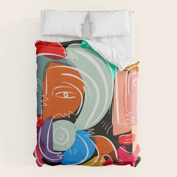 Love your family expressionist cubist street art Duvet Cover Gallery Image 6