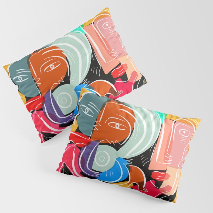 Love your family expressionist cubist street art Pillow Sham Gallery Image 1