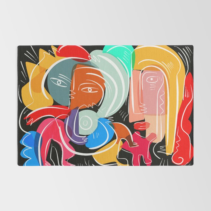 Love your family expressionist cubist street art Rug Gallery Image 2