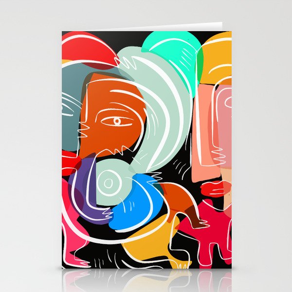 Love your family expressionist cubist street art Stationery Card Gallery Image 1