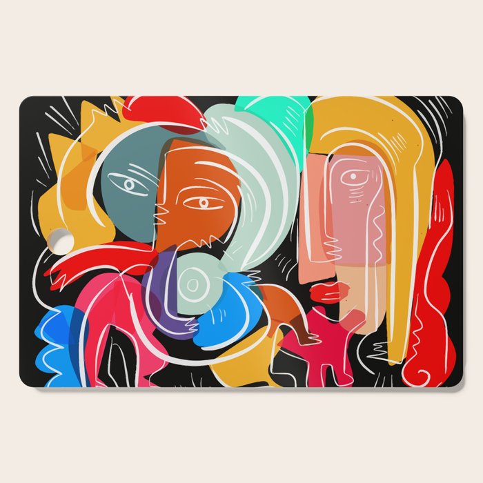 Love your family expressionist cubist street art Cutting Board Gallery Image 1