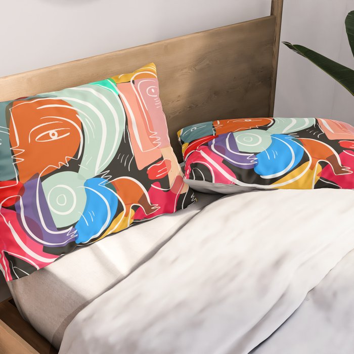 Love your family expressionist cubist street art Pillow Sham Gallery Image 2