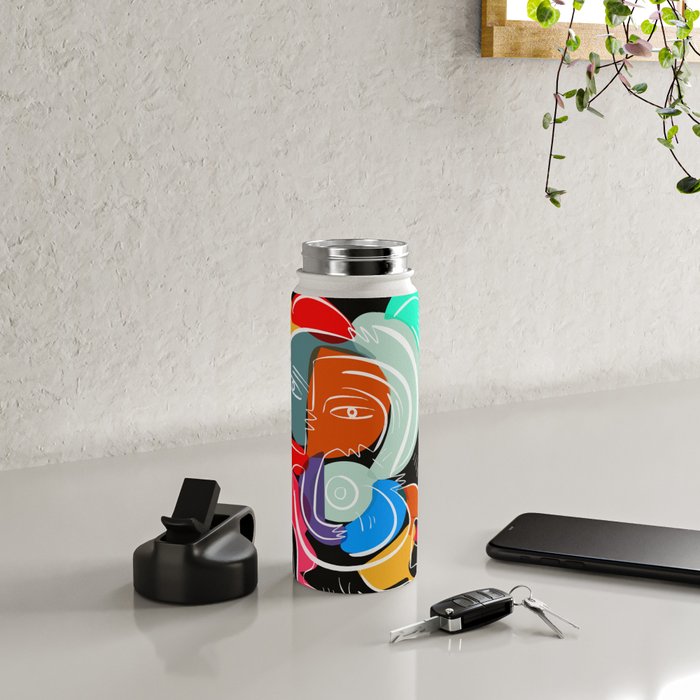 Love your family expressionist cubist street art Water Bottle Gallery Image 5