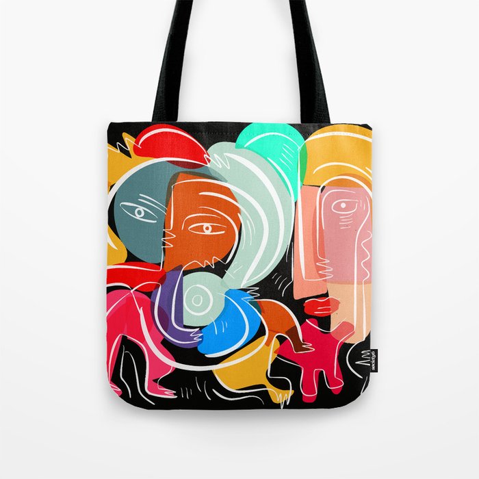 Love your family expressionist cubist street art Tote Bag Gallery Image 1