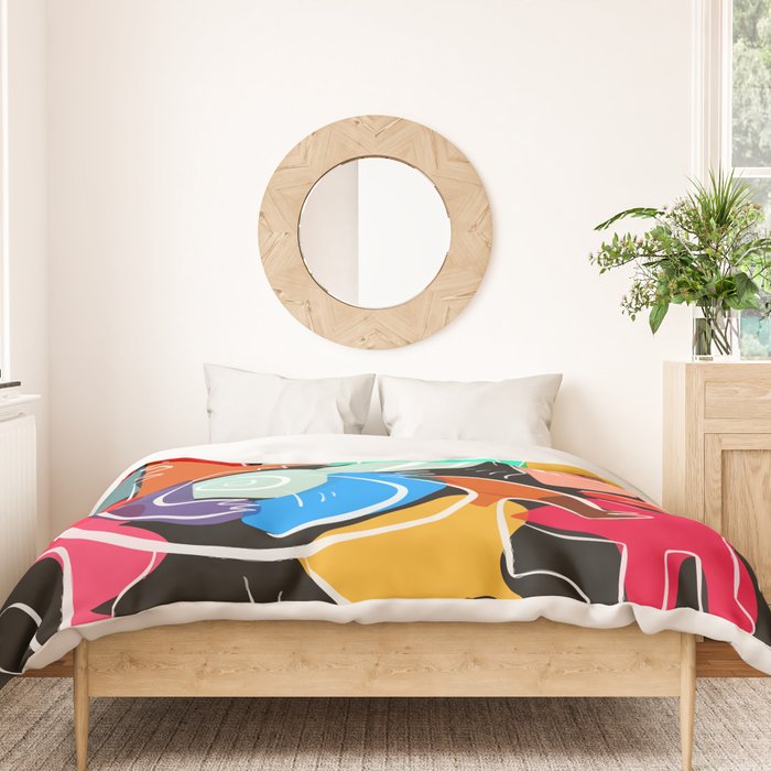 Love your family expressionist cubist street art Duvet Cover Gallery Image 3