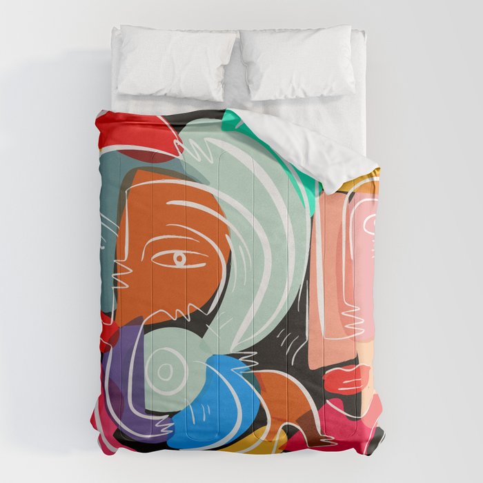 Love your family expressionist cubist street art Comforter Gallery Image 6