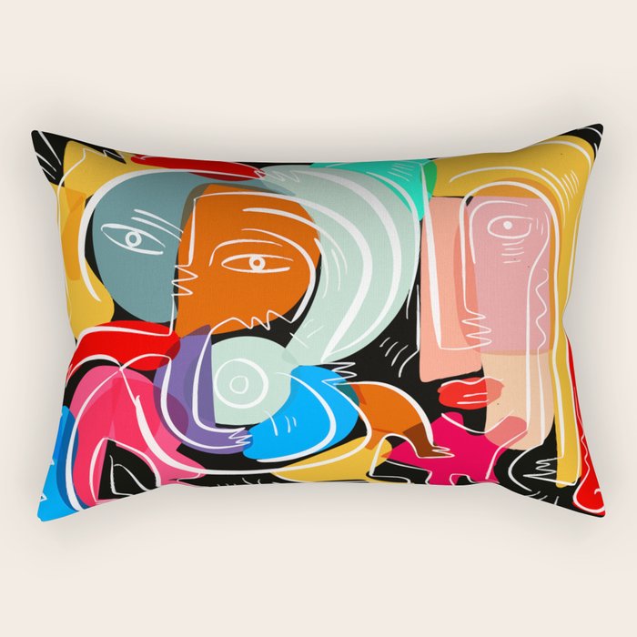 Love your family expressionist cubist street art Rectangular Pillow Gallery Image 1