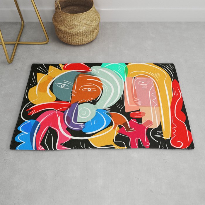 Love your family expressionist cubist street art Rug Gallery Image 1