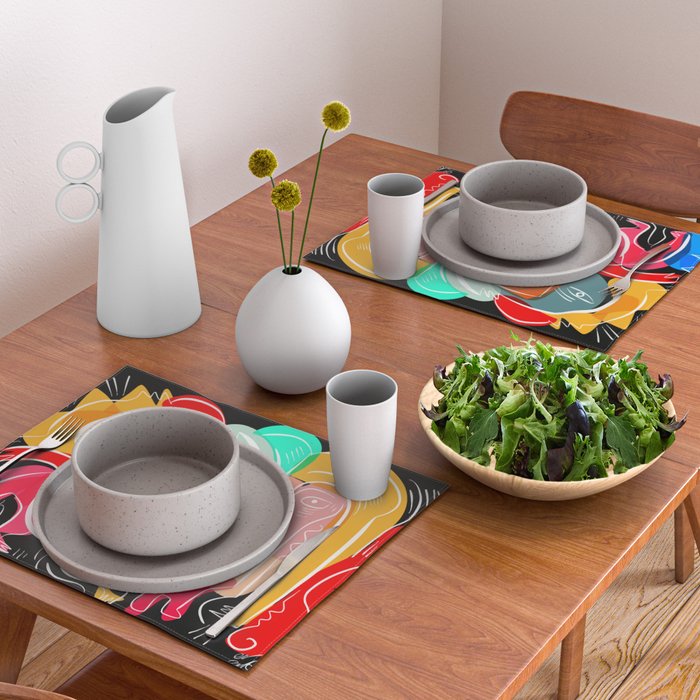 Love your family expressionist cubist street art Placemat Gallery Image 2
