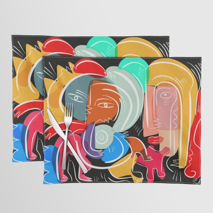 Love your family expressionist cubist street art Placemat Gallery Image 1