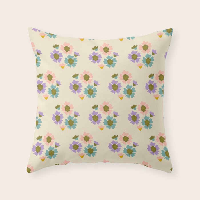 Blooming Flower - Cream  Throw Pillow Gallery Image 6