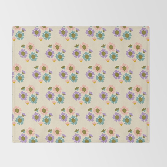 Blooming Flower - Cream  Throw Blanket Gallery Image 2
