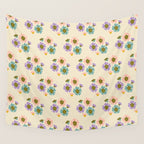 Blooming Flower - Cream  Wall Tapestry Gallery Image 4