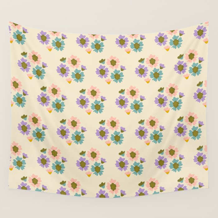 Blooming Flower - Cream  Wall Tapestry Gallery Image 4