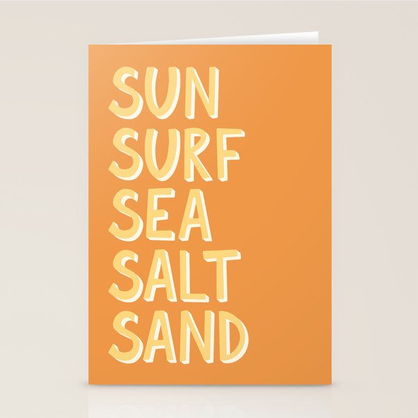 Sun Surf Sea Salt Sand Hand Lettering Stationery Card Gallery Image 1