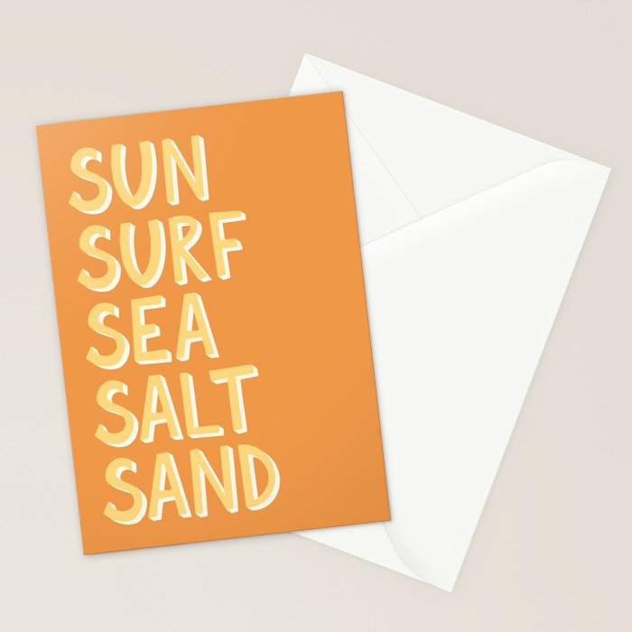 Sun Surf Sea Salt Sand Hand Lettering Stationery Card Gallery Image 2