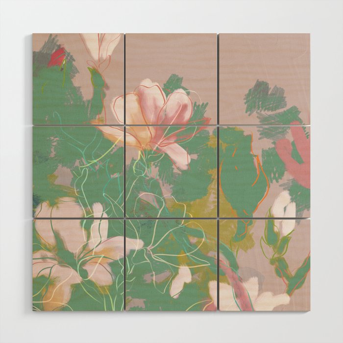 magnolia pastel abstract art Wood Wall Art Gallery Image 1
