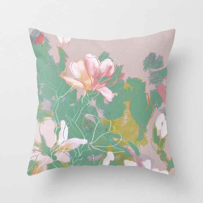 magnolia pastel abstract art Throw Pillow Gallery Image 6