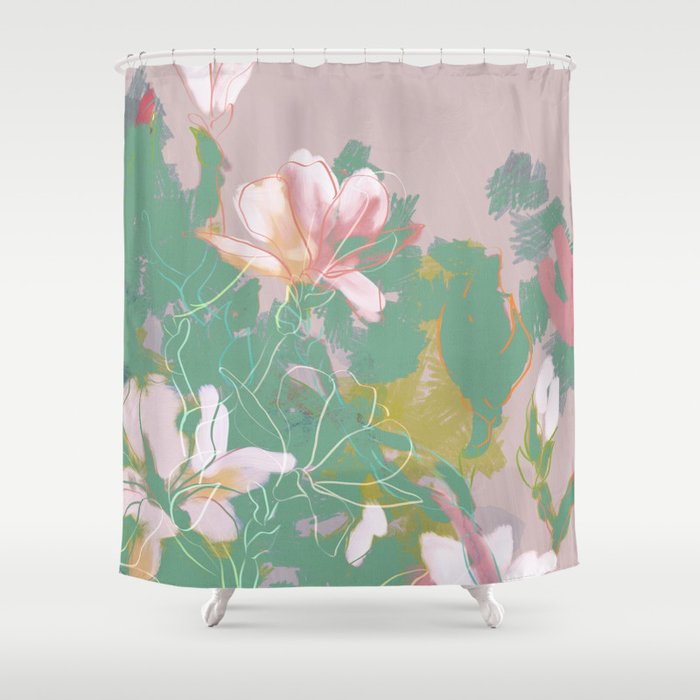 magnolia pastel abstract art Shower Curtain Gallery Image 1