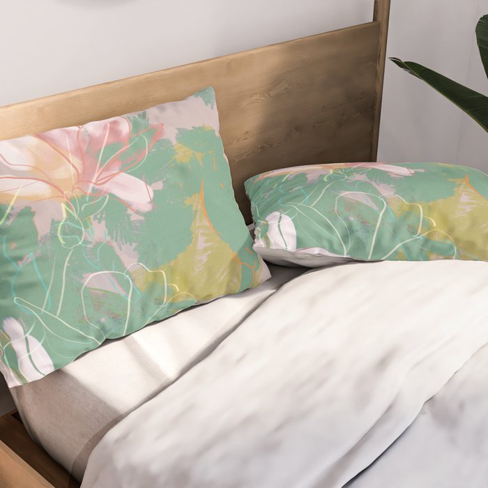 magnolia pastel abstract art Pillow Sham Gallery Image 2