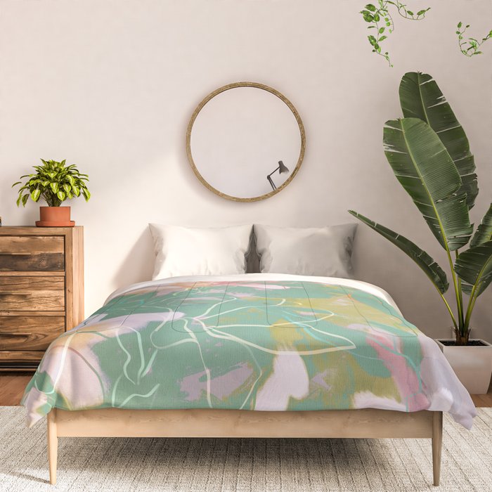 magnolia pastel abstract art Comforter Gallery Image 3