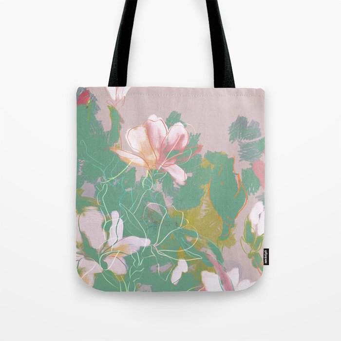 magnolia pastel abstract art Tote Bag Gallery Image 1