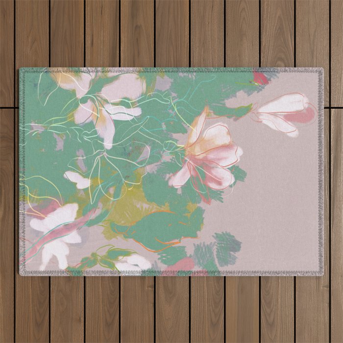 magnolia pastel abstract art Outdoor Rug Gallery Image 1