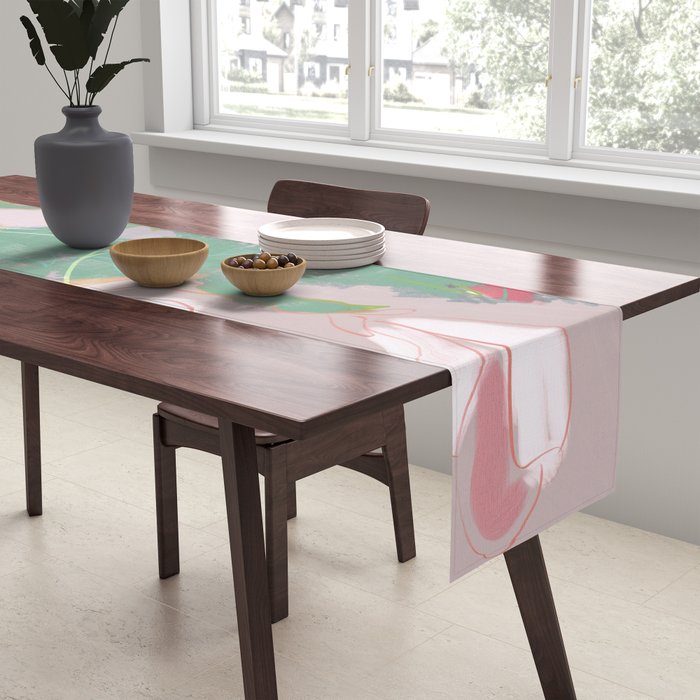 magnolia pastel abstract art Table Runner Gallery Image 2