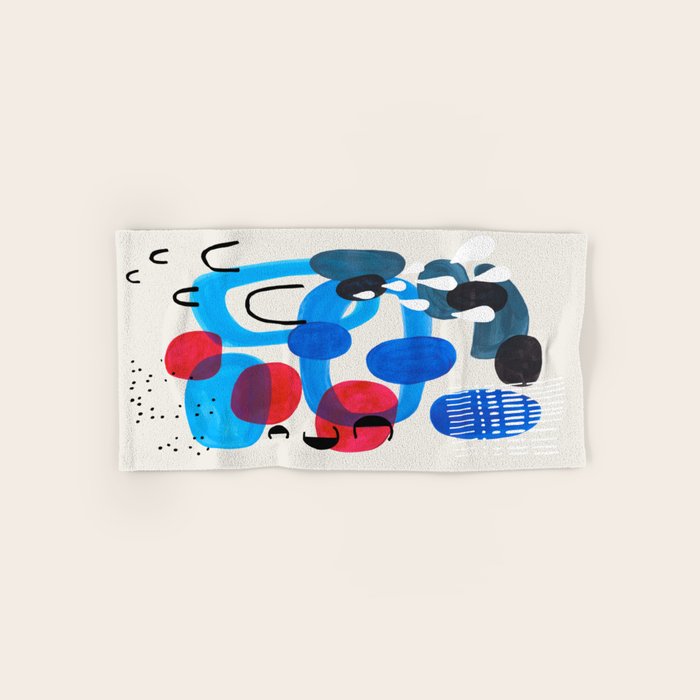 Mid Century Modern Abstract Colorful Art Patterns Ocean Blue Turquoise Grey Towels Gallery Image 1