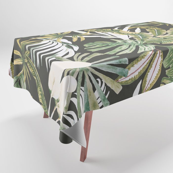 Dark watercolor jungle 1 Tablecloth Gallery Image 1