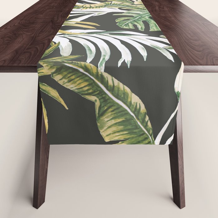 Dark watercolor jungle 1 Table Runner Gallery Image 1
